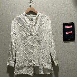 Sundance Cream Textured V-Neck Tunic